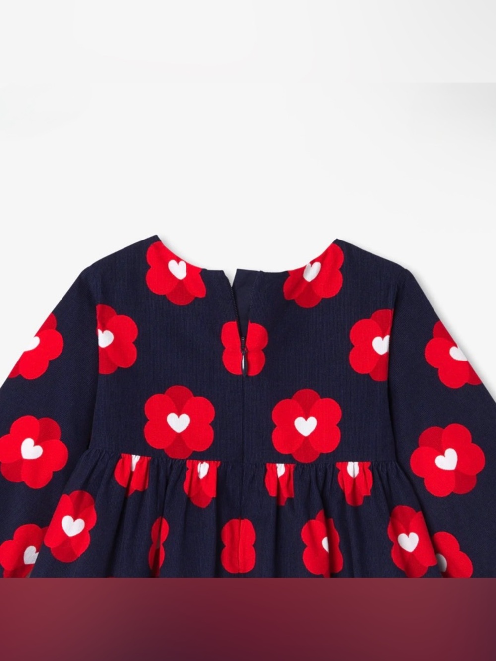 Jacadi Baby Girl Navy Corduroy Pop Floral Motif Dress - Marine/Multico - Size 6M - Picture 11 of 12